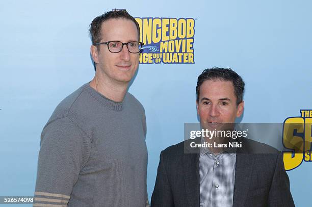 Glenn Berger and Jonathan Aibel attend the "SpongeBob Movie: Sponge Out of Water" world premiere at the AMC Lincoln Square in New York City. �� LAN