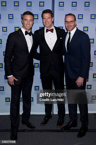 Patrick D. Abner, Tom Roberts and Chad Griffin attend the "2015 Human Rights Campaign Greater New York Gala Dinner" at the Waldorf Astoria in New...