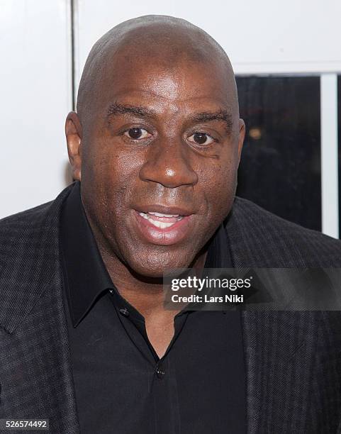 Magic Johnson attends "Kingsman: The Secret Service" premiere at the SVA Theatre in New York City. �� LAN