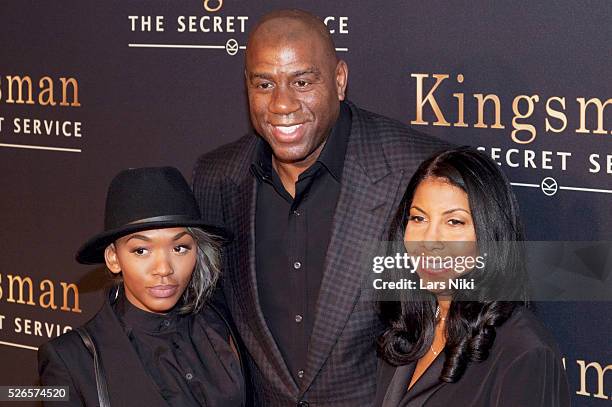 Magic Johnson attends "Kingsman: The Secret Service" premiere at the SVA Theatre in New York City. �� LAN