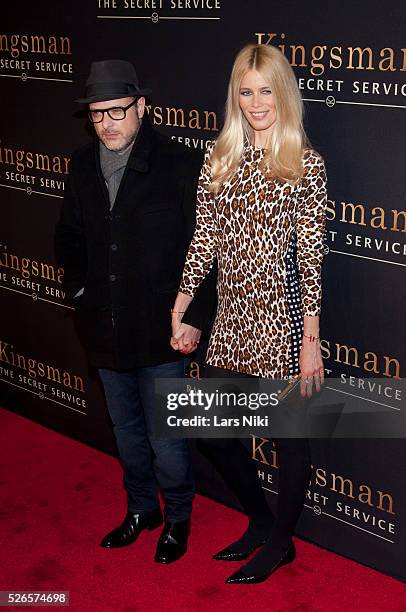 Matthew Vaughn and Claudia Schiffer attend "Kingsman: The Secret Service" premiere at the SVA Theatre in New York City. �� LAN