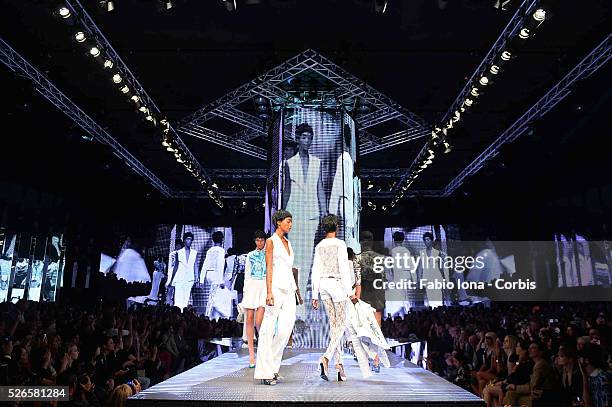 General view of the Philipp Plein Event - Milan Fashion Week Womenswear Spring/Summer 2014 at Piazza Vetra on September 21, 2013 in Milan, Italy