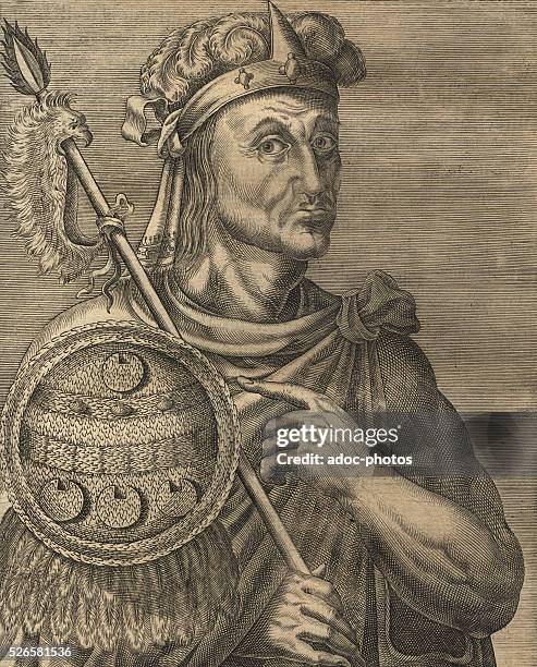 Engraving depicting Moctezuma II , ruler of Tenochtitlan, a city-state in what is now Mexico City, circa 1510.