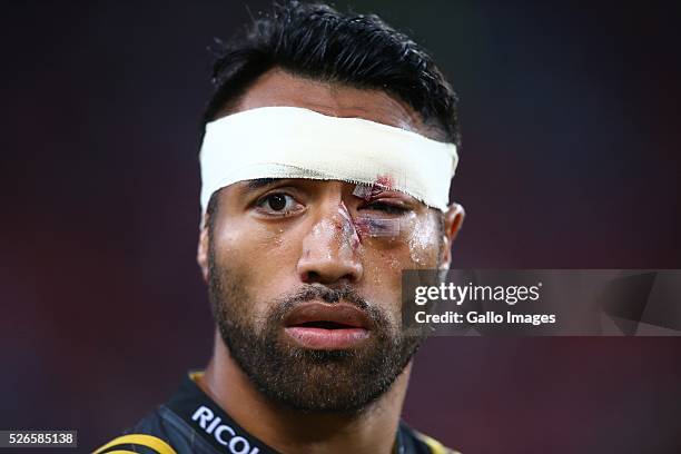 Victor Vito of the Hurricanes during the Super Rugby match between Emirates Lions and Hurricanes at Emirates Airline Park on April 30, 2016 in...