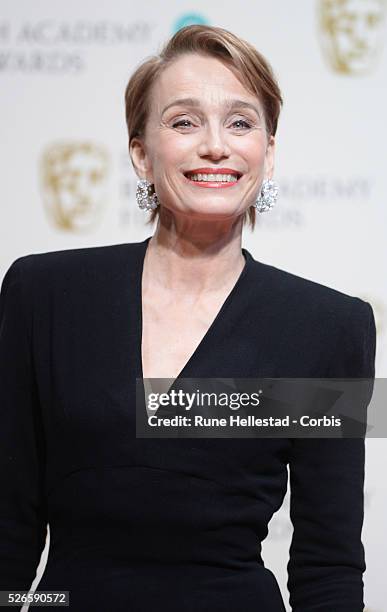 Kristin Scott- Thomas attends the Winner's Room at the EE British Academy Film Awards at the Royal Opera House.