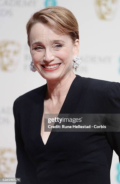 Kristin Scott- Thomas attends the Winner's Room at the EE British Academy Film Awards at the Royal Opera House.