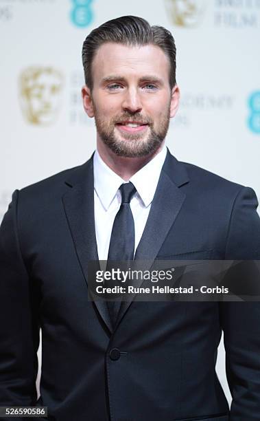 Chris Evans attends the Winner's Room at the EE British Academy Film Awards at the Royal Opera House.