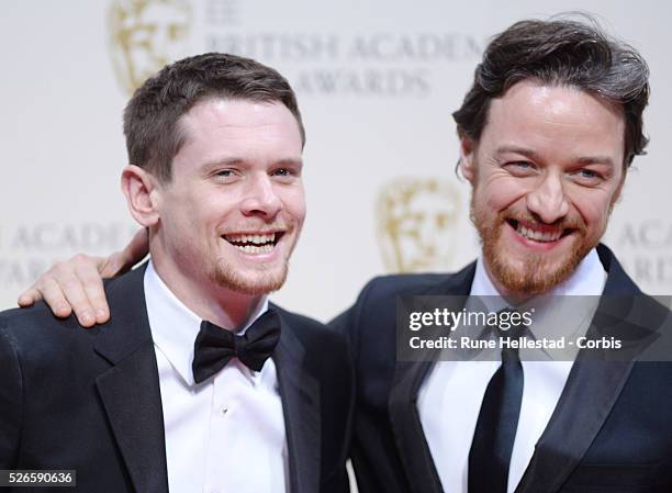 Jack O'Connell and James McAvoy attend the Winner's Room at the EE British Academy Film Awards at the Royal Opera House.