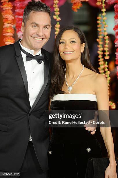 Thandie Newton and Ol Parker attend the premiere of "The Second Best Exotic Marigold Hotel" at Odeon, Leicester Square.