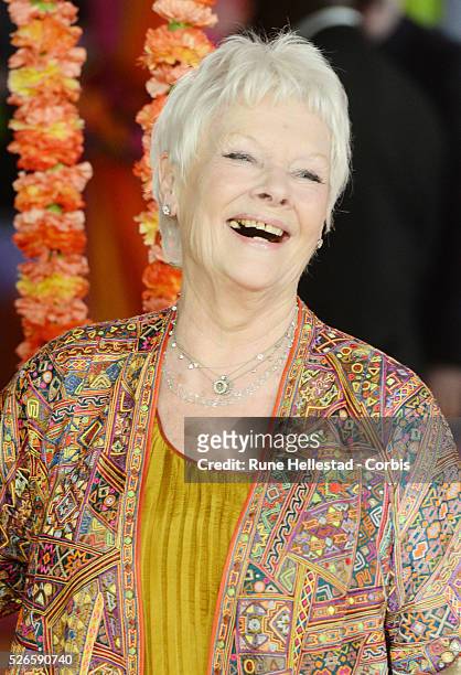 Judi Dench attends the premiere of "The Second Best Exotic Marigold Hotel" at Odeon, Leicester Square.