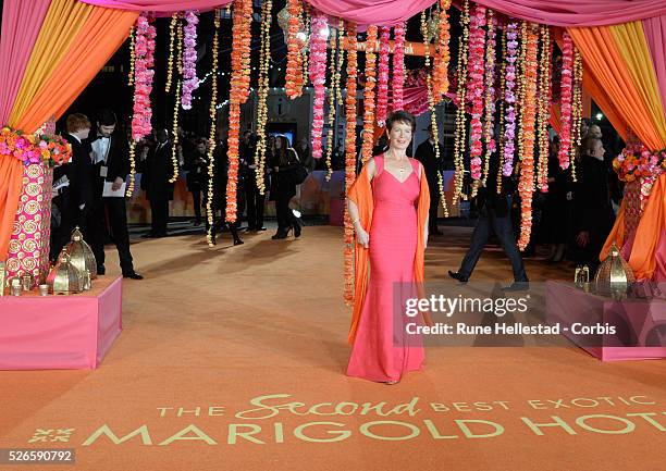 Celia Imerie attends the premiere of "The Second Best Exotic Marigold Hotel" at Odeon, Leicester Square.