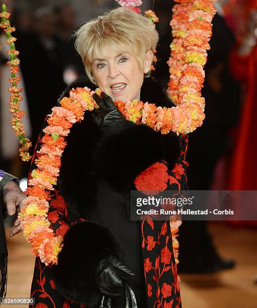 Gloria Hunniford attends the premiere of "The Second Best Exotic Marigold Hotel" at Odeon, Leicester Square.
