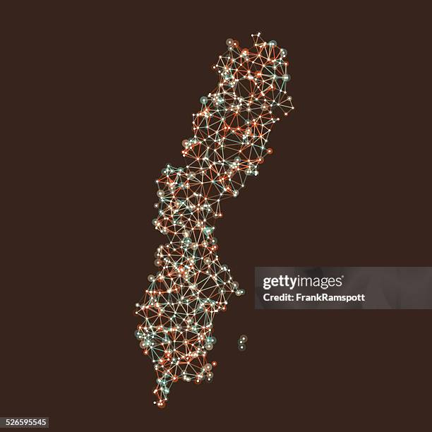 bildbanksillustrationer, clip art samt tecknat material och ikoner med sweden map network mesh - sweden map