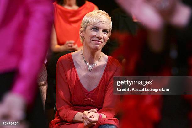 Annie Lennox attends the European Gala "Jour-V" Benefit Performance of V-Day Founder and playwright Eve Ensler's play "The Vagina Monologues" at...