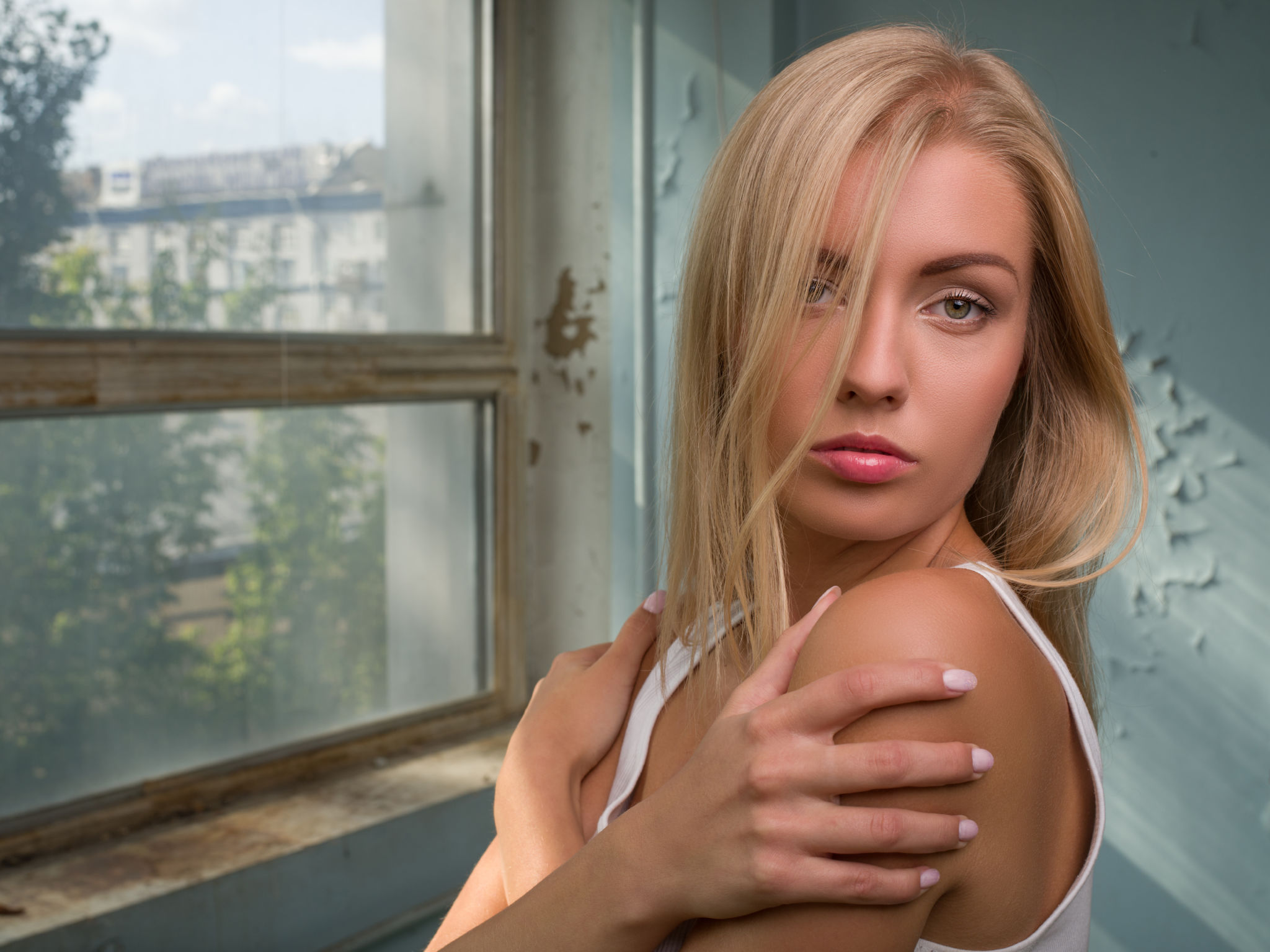 Beautiful blond girl expresses different emotions Beautiful blond girl expresses different emotions