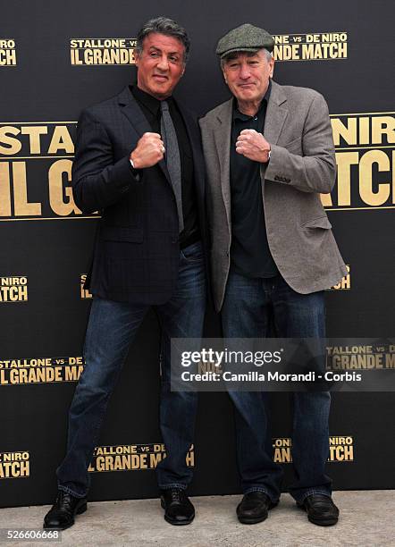 Robert De Niro and Sylvester Stallone during the Rome Photocall of the film Grudge Match