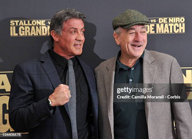 Robert De Niro and Sylvester Stallone during the Rome Photocall of the film Grudge Match