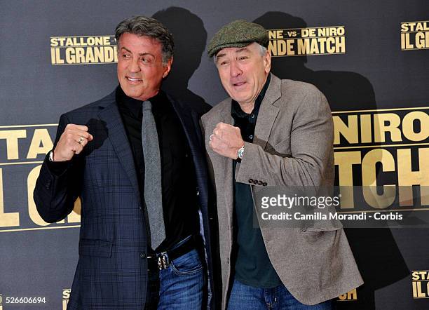 Robert De Niro and Sylvester Stallone during the Rome Photocall of the film Grudge Match