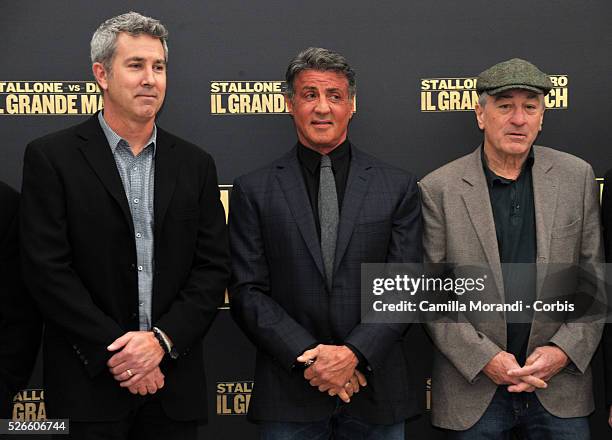 Peter Segal, Robert De Niro and Sylvester Stallone during the Rome Photocall of the film Grudge Match