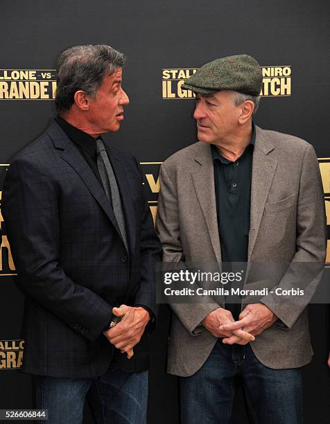 Robert De Niro and Sylvester Stallone during the Rome Photocall of the film Grudge Match