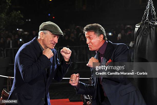 Robert De Niro and Sylvester Stallone during the Premiere of the film Grudge Match