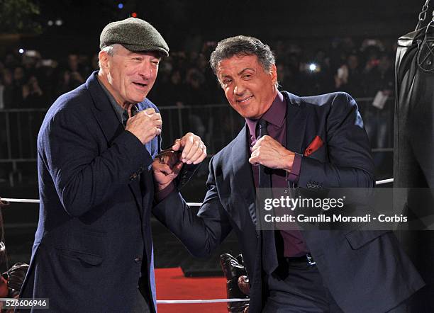 Robert De Niro and Sylvester Stallone during the Premiere of the film Grudge Match