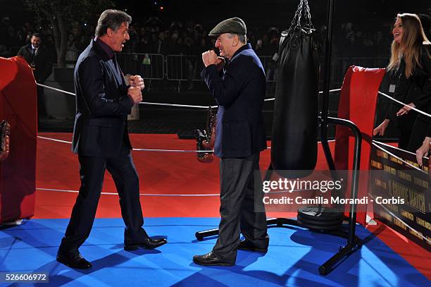 Robert De Niro and Sylvester Stallone during the Premiere of the film Grudge Match