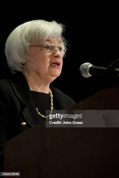 United States Federal Reserve Chair Janet Yellen speaks at the 2014 National Interagency Community Reinvestment Conference in Chicago, March 31, 2014.