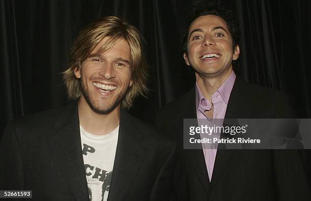 Personalities James Mathison and Andrew G attend the third ASTRA Awards at Wharf 8, Walsh Bay on April 20, 2005 in Sydney, Australia. The ASTRA...