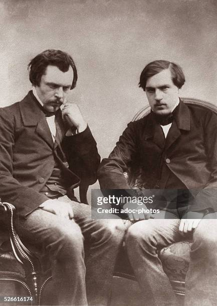 Edmond de Goncourt and Jules de Goncourt , French writers. Ca. 1860.