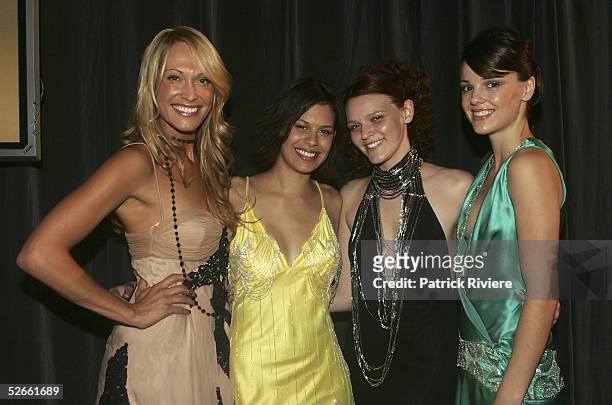 Host Erika Heynatz attends with models Shannon MccGuire, Chloe Wilson and Gemma Sanderson the third ASTRA Awards at Wharf 8, Walsh Bay April 20, 2005...
