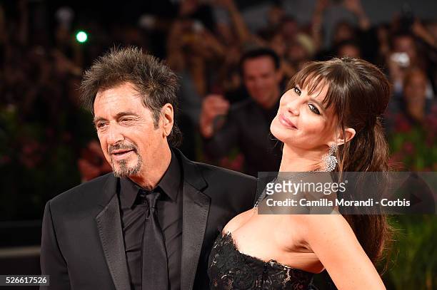 Al Pacino and Lucilla Sola during the 71 Venice Film Festival premiere of the film The Humbling