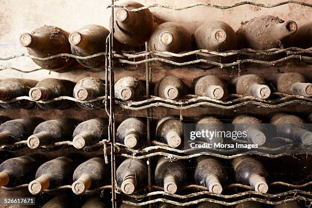 old wine bottles - flaschenpost stock-fotos und bilder