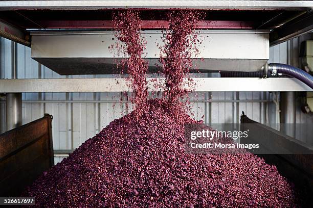 unloading grape skin - winemaking - fotografias e filmes do acervo