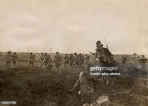 World War I. Offensive of the American troops during the battle of Cantigny . In May 1918.