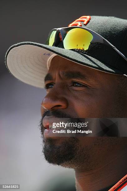Michael Tucker of the San Francisco Giants is pictured during the game against the Colorado Rockies at SBC Park on April 10, 2005 in San Francisco,...