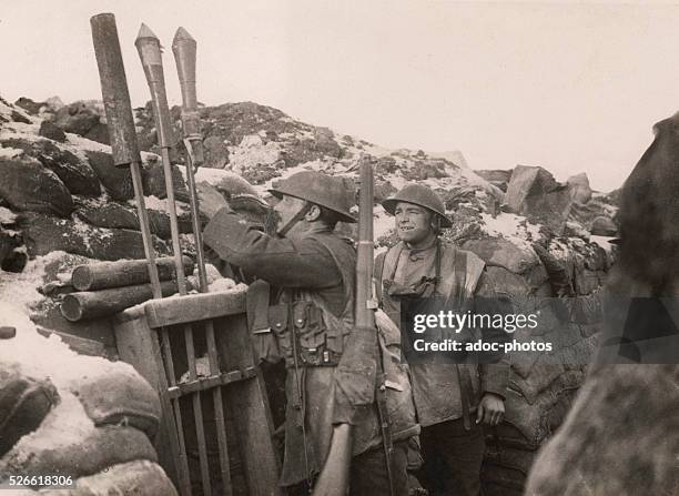 World War I. Western Front. In a trench of the British army . Ca. 1916.