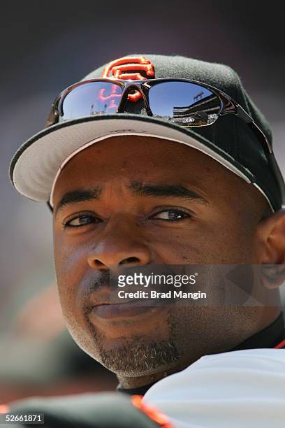 Michael Tucker of the San Francisco Giants ia pictured during the game against the Colorado Rockies at SBC Park on April 10, 2005 in San Francisco,...