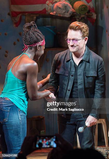 Actress Lupita Nyong'o and U2 band member Bono attend "Eclipsed" To Launch A Dedications Series In Honor Of Abducted Chibok Girls Of Northern Nigeria...