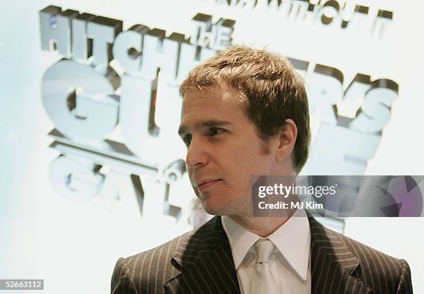 One of the Stars of the movie Sam Rockwell arrives at the World Premiere of "Hitchhiker's Guide To The Galaxy" at UCI Empire, Leicester Square on...