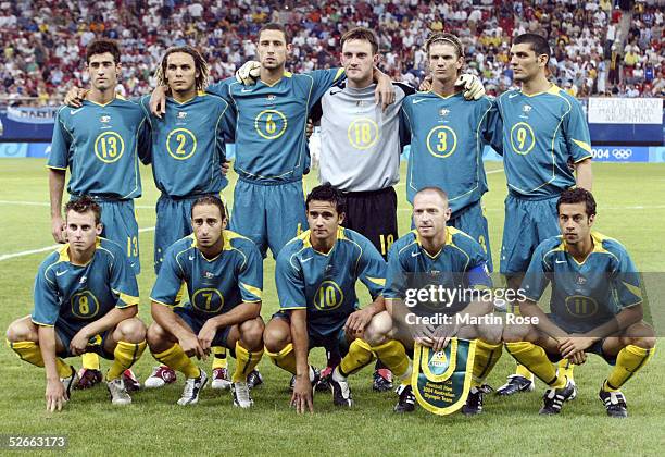 Olympische Spiele Athen 2004, Athen, 17.08.04; Gruppe C/Argentinien 0; Team AUS; hintere Reihe v.l.: Carl VALERI, Jade NORTH, Adrian MADASCHI, Eugene...