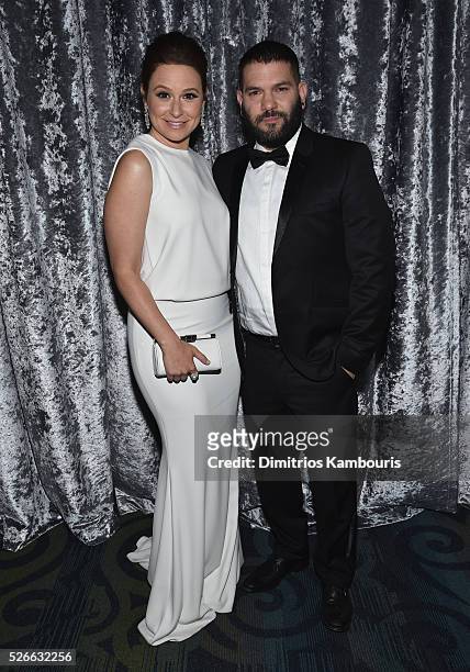Actors Katie Lowes and Guillermo D��az attend the Yahoo News/ABC News White House Correspondents' Dinner Pre-Party at Washington Hilton on April 30,...