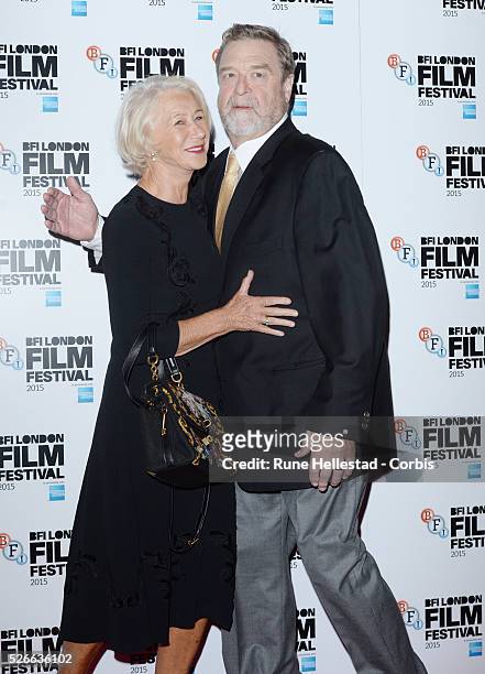 John Goodman and Helen Mirren attend a photo call for Trumbo at London Film Festival at The Corinthia Hotel.