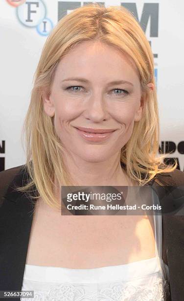 Cate Blanchett attends a photo call for Carol at London Film Festival at The May Fair Hotel.