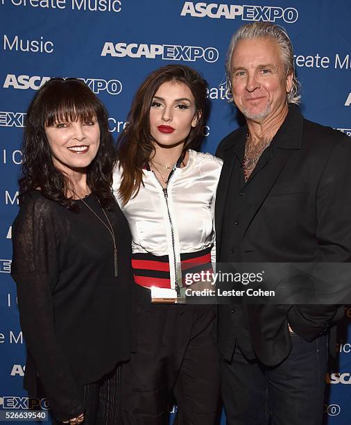 Singer Pat Benatar, Hana Giraldo and musician Neil Giraldo attend the 2016 ASCAP "I Create Music" EXPO on April 30, 2016 in Los Angeles, California.