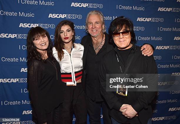 Singer Pat Benatar, Hana Giraldo, musician Neil Giraldo and ASCAP membership EVP John Titta attend the 2016 ASCAP "I Create Music" EXPO on April 30,...