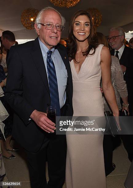 Senator Bernie Sanders and Hope Solo attend the Atlantic Media's 2016 White House Correspondents' Association Pre-Dinner Reception at Washington...