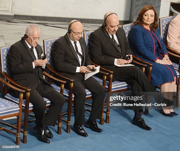 Nobel Peace Prize 2015 laureates The Tunisian National Dialogue Quartet attend the Nobel Peace Prize award ceremony at Oslo City Hall.