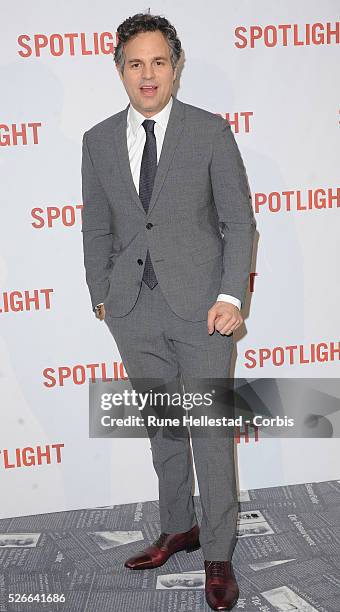 Mark Ruffalo attends the premiere of Spotlight at Curzon Mayfair.