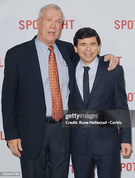 Walter V. Robinson and Michael Rezendez attend the premiere of Spotlight at Curzon Mayfair.